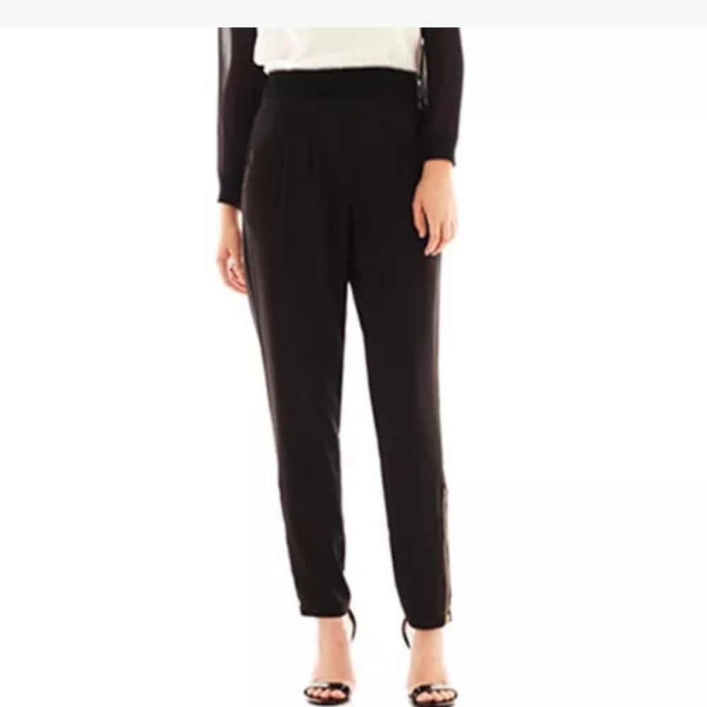 Olsenboye Black Zip-Detail Pleated Pants size 5